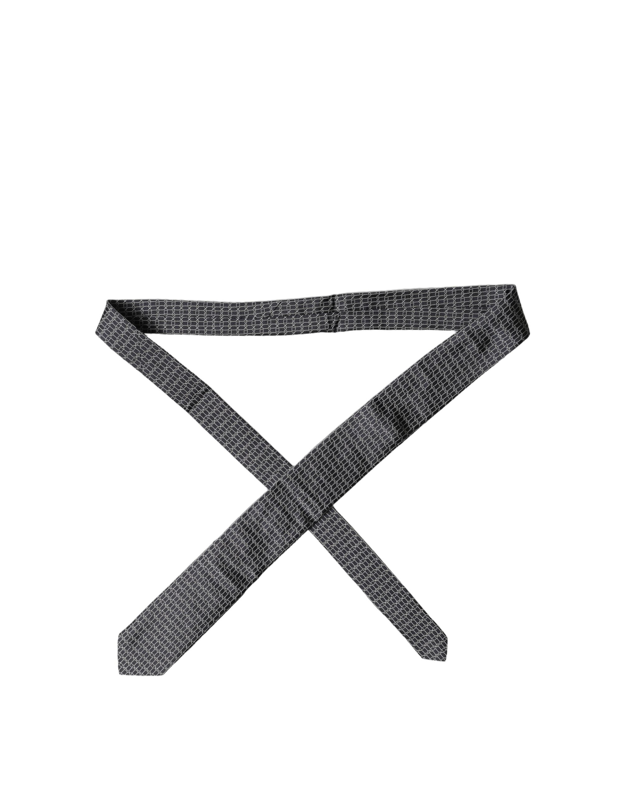 Black Geometric DG Silk Adjustable Men Tied Necktie Tie