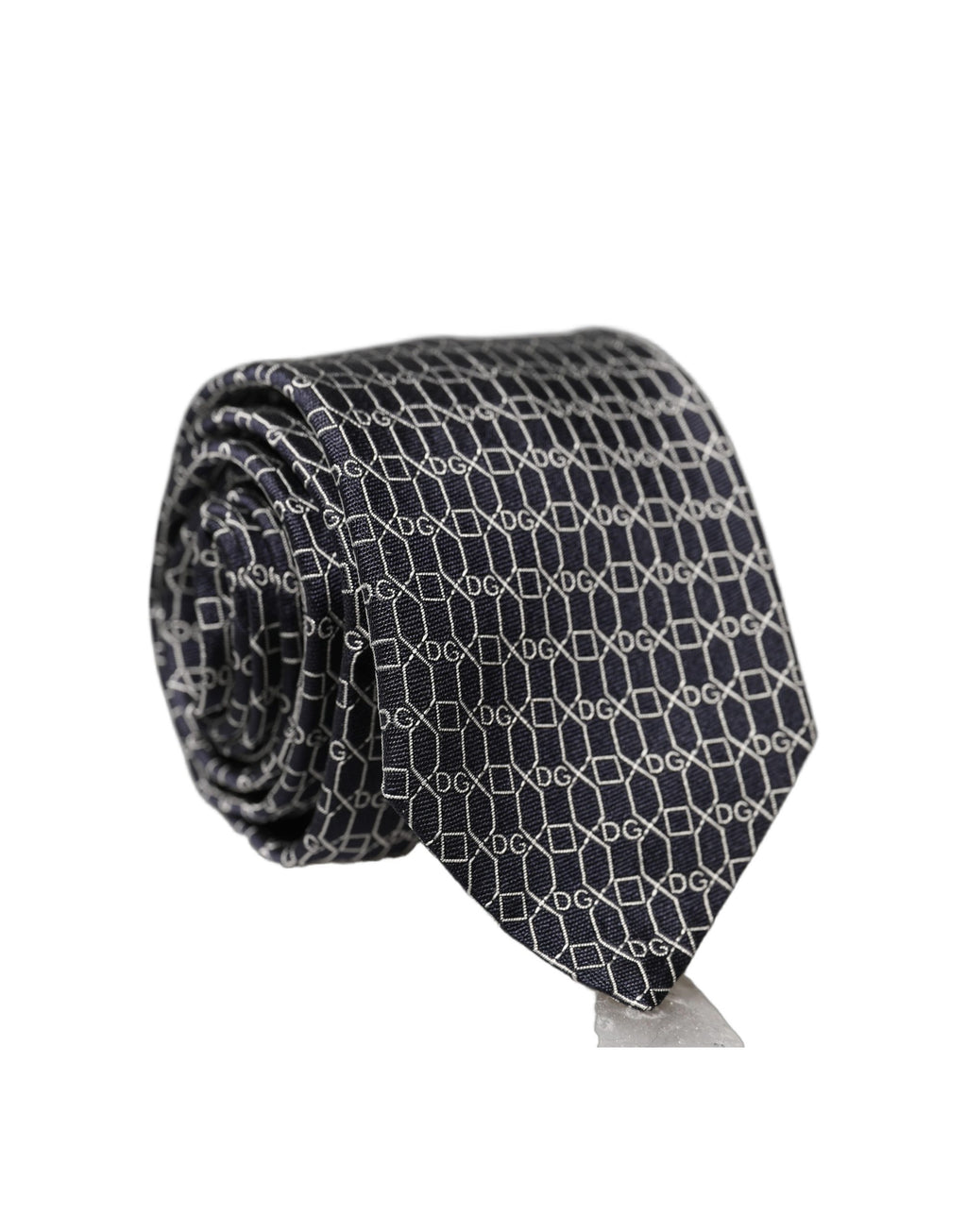 Black Geometric DG Silk Adjustable Men Tied Necktie Tie