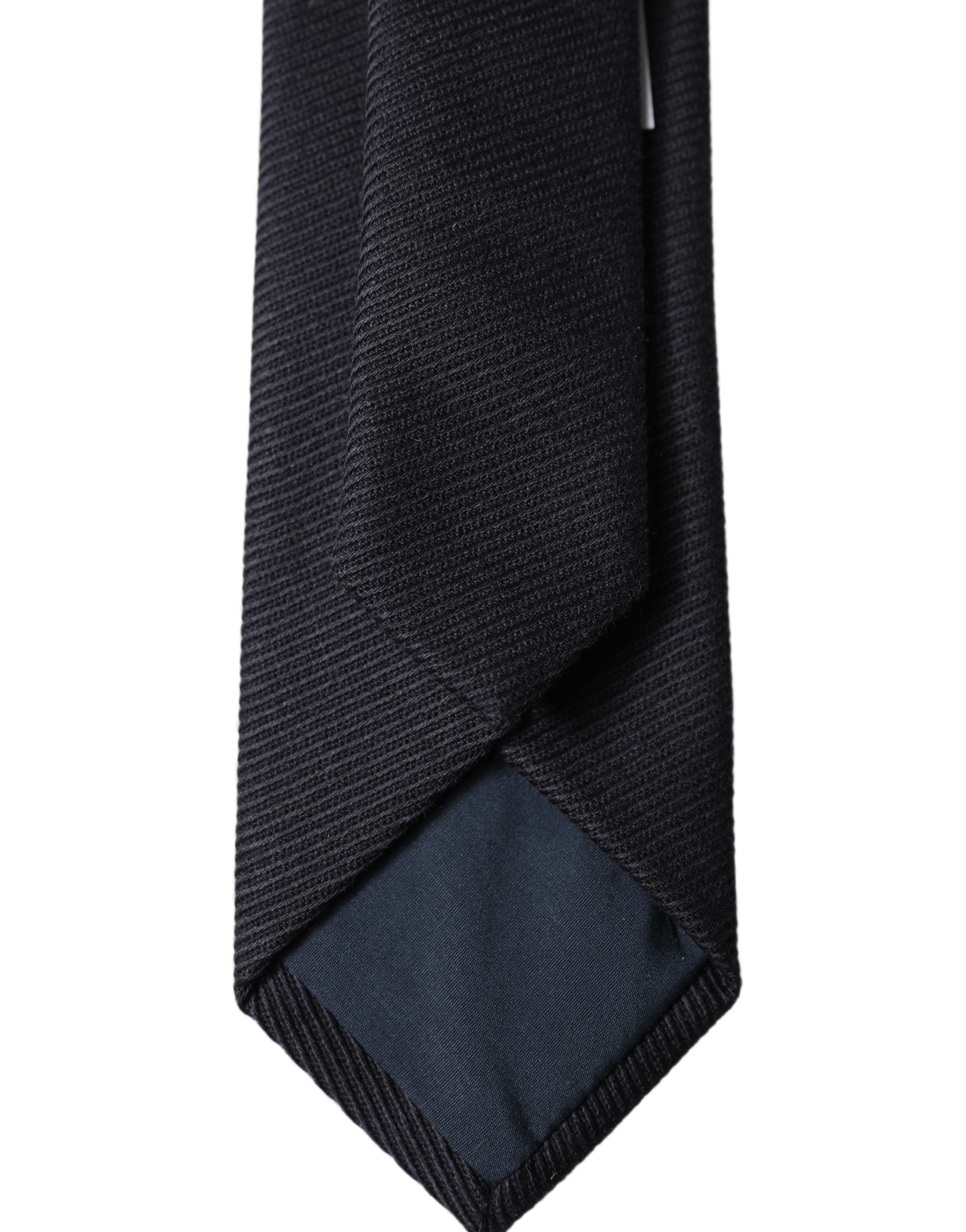 Black Solid 100% Silk Adjustable Men Tied Necktie Tie
