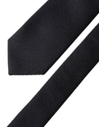 Black Solid 100% Silk Adjustable Men Tied Necktie Tie