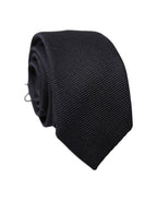 Black Solid 100% Silk Adjustable Men Tied Necktie Tie