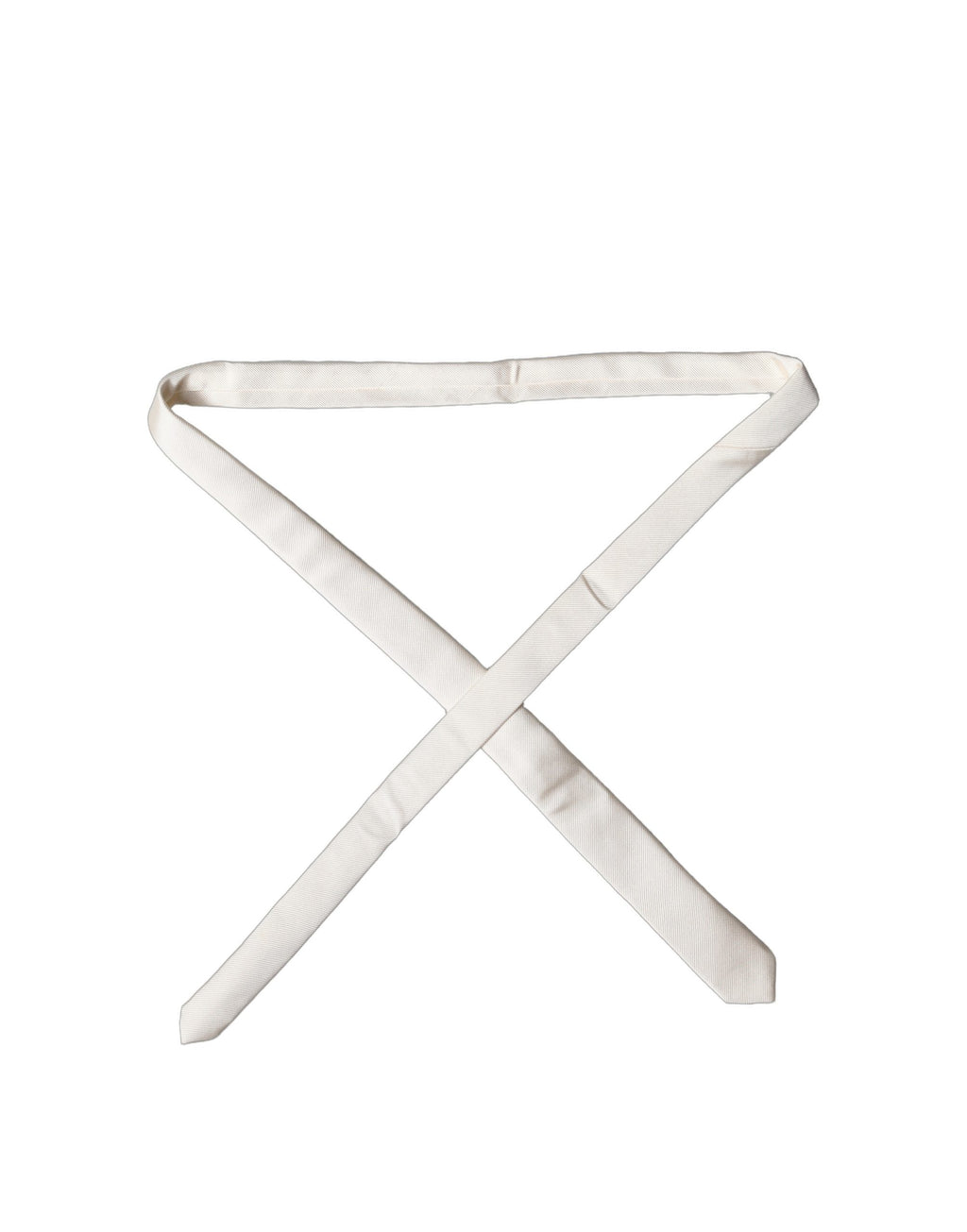 Off White Solid 100% Silk Adjustable Men Tied Necktie Tie