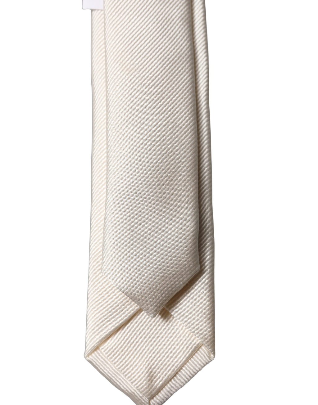 Off White Solid 100% Silk Adjustable Men Tied Necktie Tie