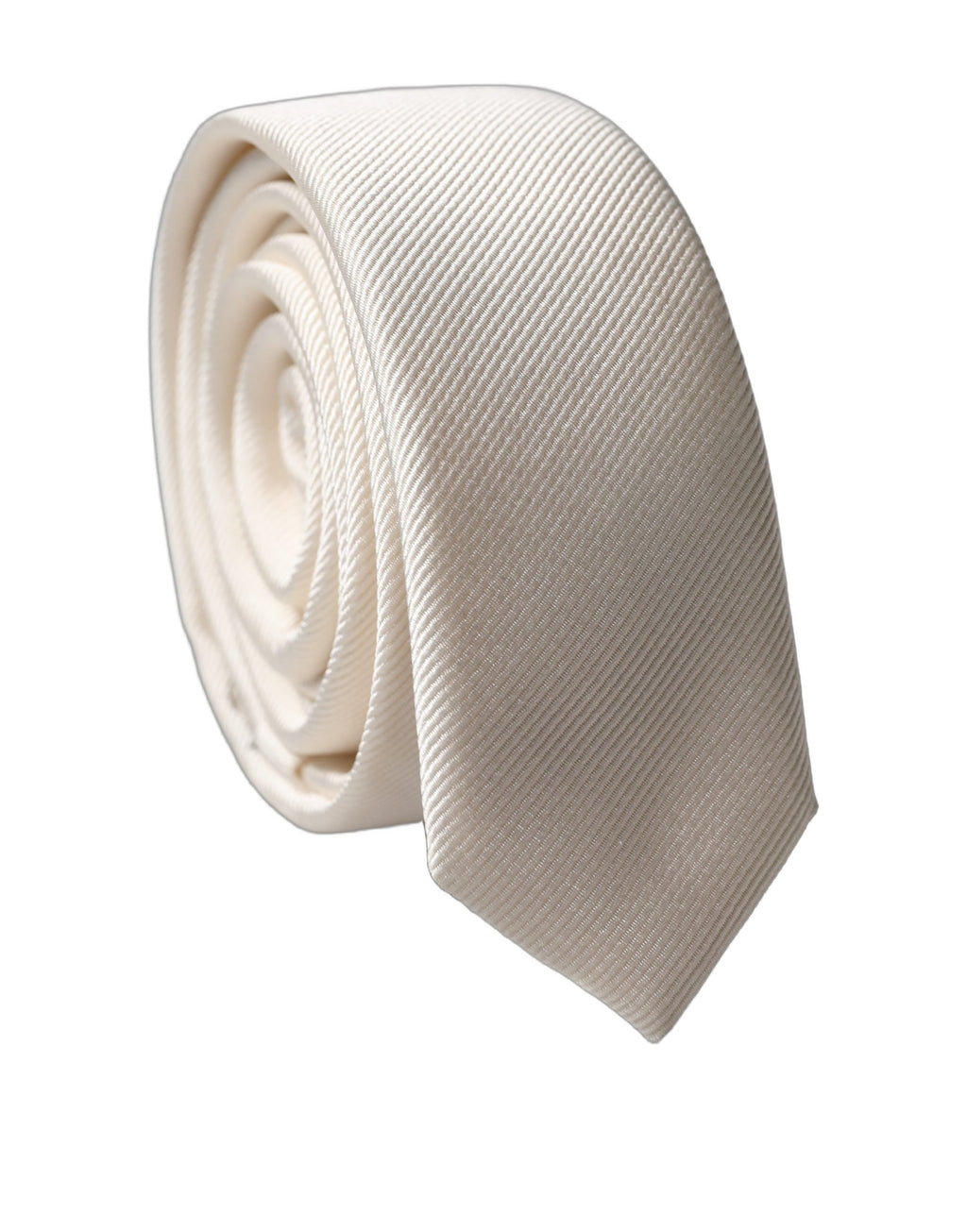 Off White Solid 100% Silk Adjustable Men Tied Necktie Tie