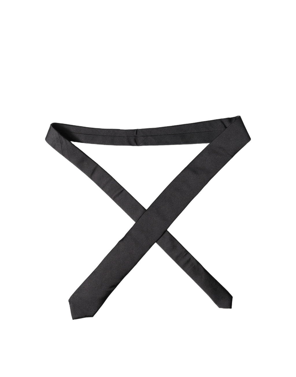 Black Solid 100% Silk Adjustable Men Tied Necktie Tie