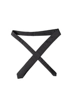 Black Solid 100% Silk Adjustable Men Tied Necktie Tie