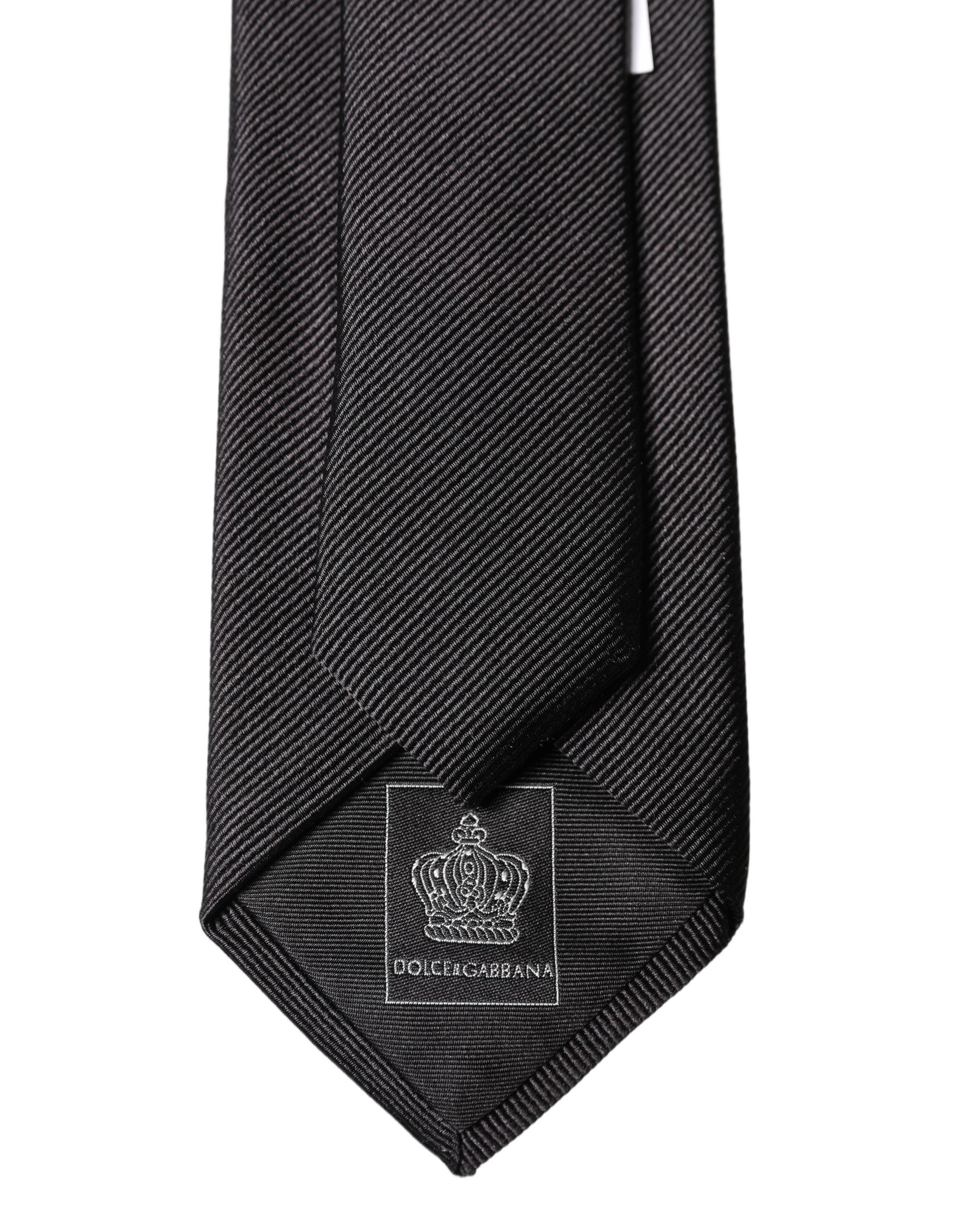 Black Solid 100% Silk Adjustable Men Tied Necktie Tie