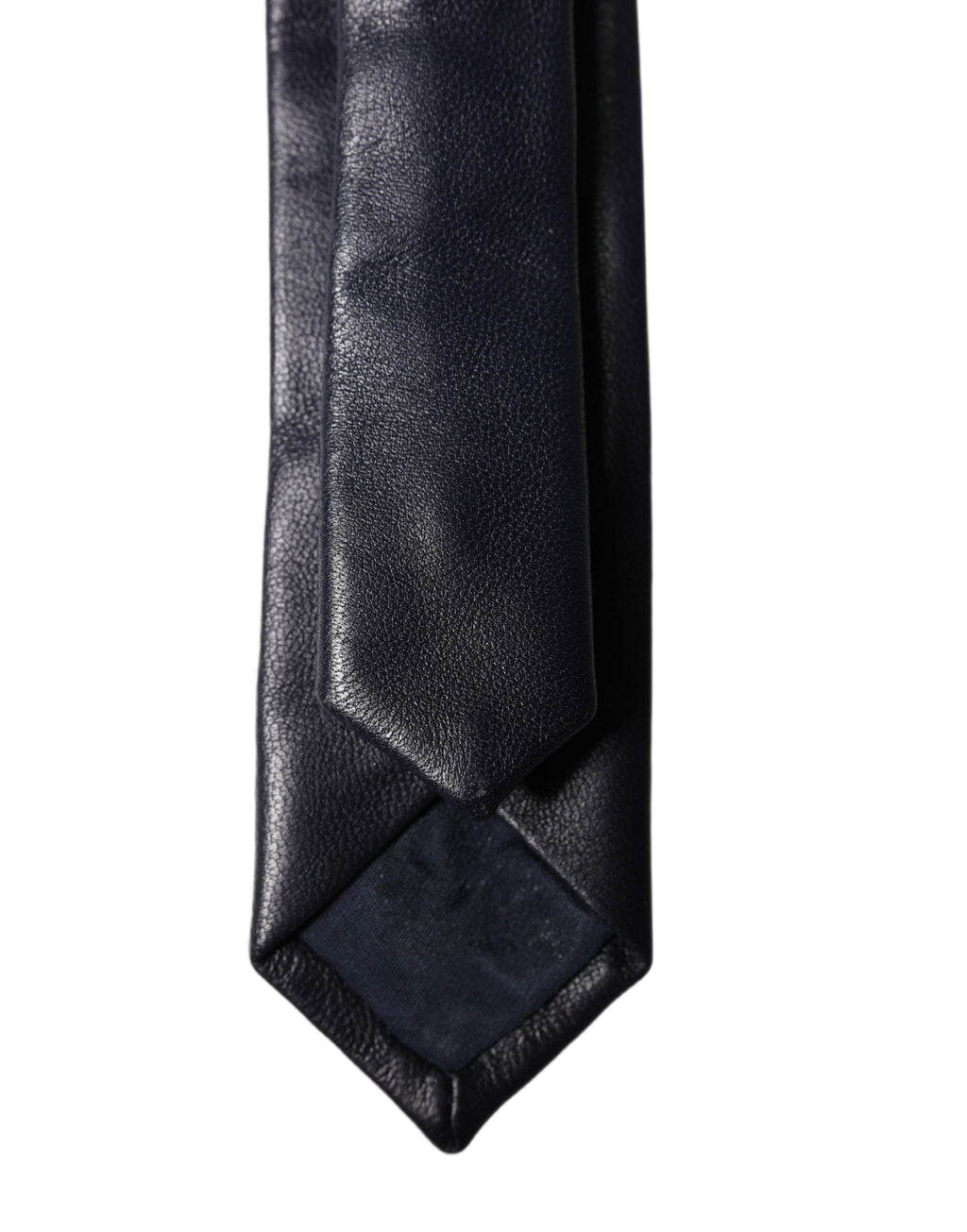 Black Solid Lamb Leather Adjustable Men Tied Necktie Tie