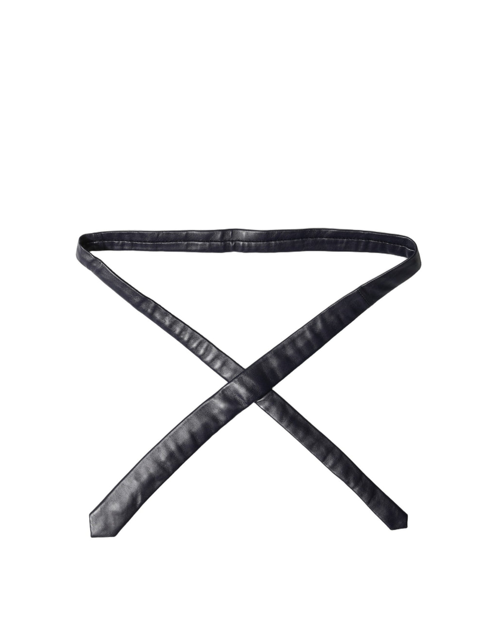 Black Solid Lamb Leather Adjustable Men Tied Necktie Tie