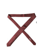 Burgundy Geometric Silk Adjustable Men Tied Necktie Tie