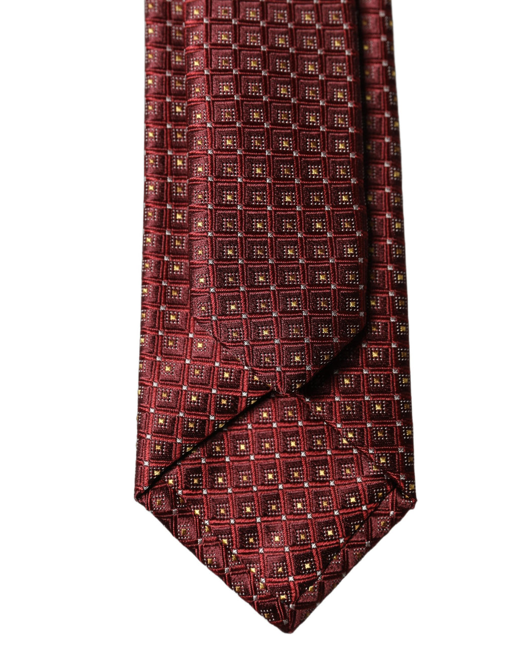Burgundy Geometric Silk Adjustable Men Tied Necktie Tie