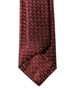 Burgundy Geometric Silk Adjustable Men Tied Necktie Tie
