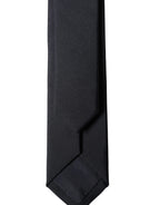 Black Solid 100% Silk Adjustable Men Tied Necktie Tie