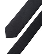 Black Solid 100% Silk Adjustable Men Tied Necktie Tie