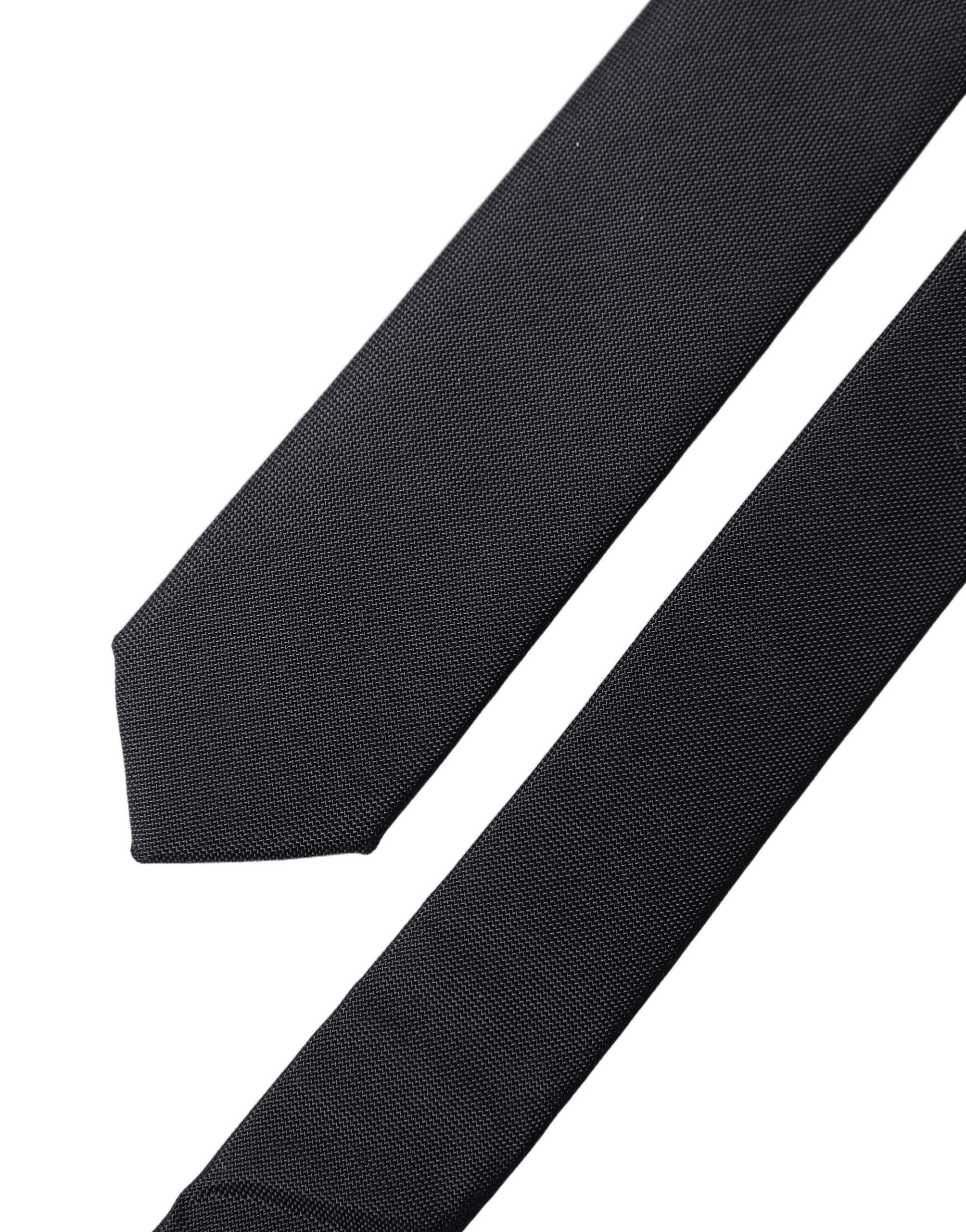Black Solid 100% Silk Adjustable Men Tied Necktie Tie