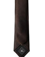 Brown Solid 100% Silk Adjustable Men Tied Necktie Tie