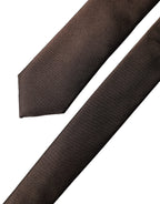 Brown Solid 100% Silk Adjustable Men Tied Necktie Tie
