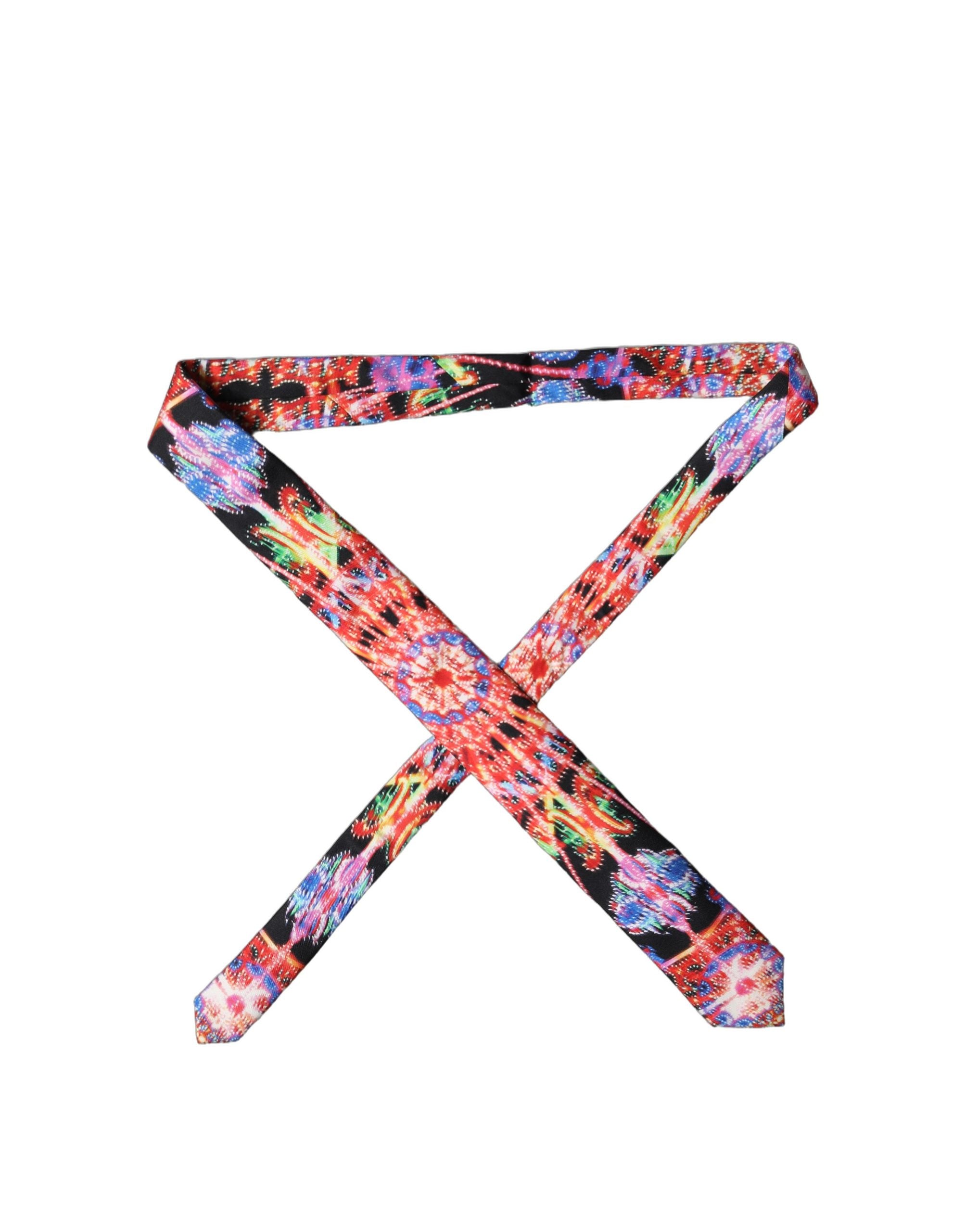 Multicolor Abstract Silk Adjustable Men Tied Necktie Tie