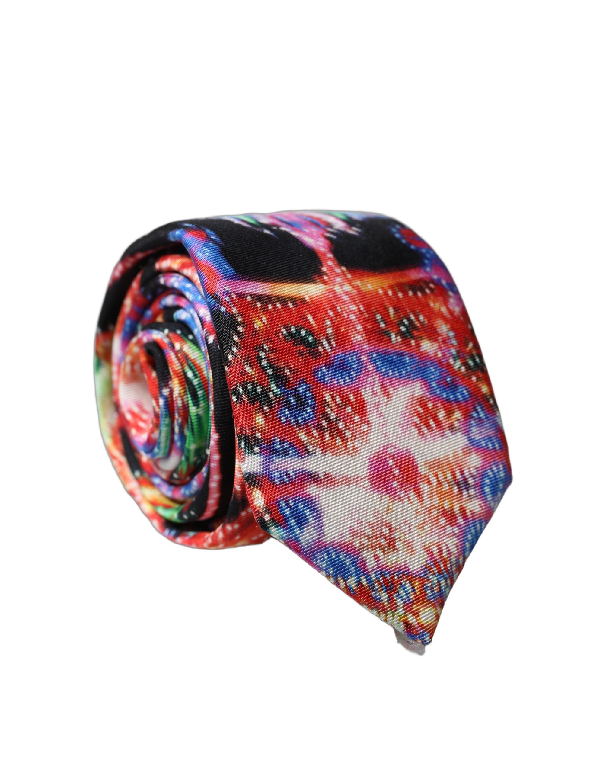 Multicolor Abstract Silk Adjustable Men Tied Necktie Tie