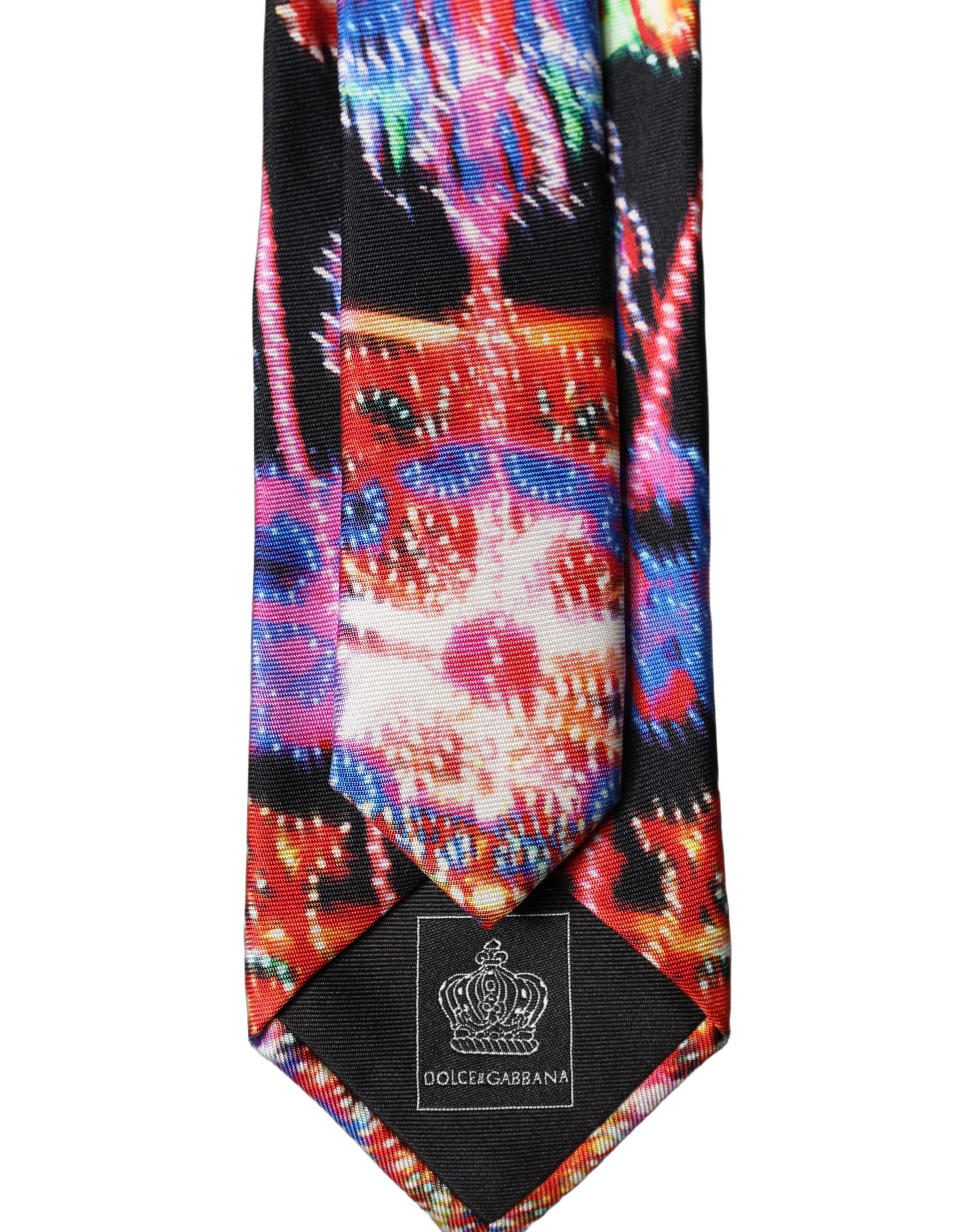 Multicolor Abstract Silk Adjustable Men Tied Necktie Tie