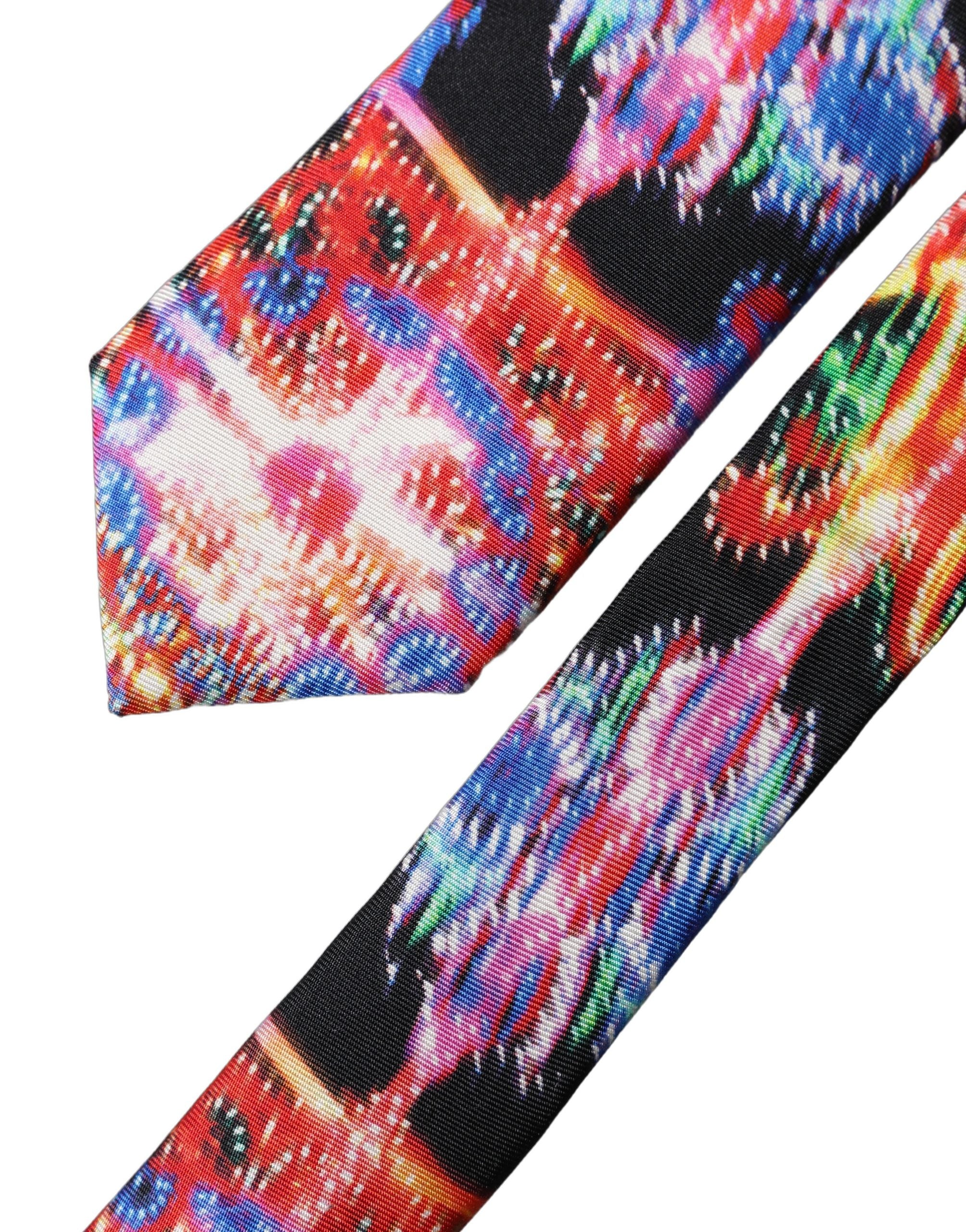 Multicolor Abstract Silk Adjustable Men Tied Necktie Tie