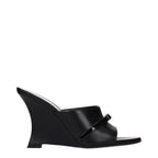 Black Leather Wedge Sandals
