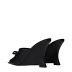 Black Leather Wedge Sandals