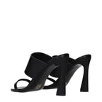 Black Leather Stiletto Heel Sandals