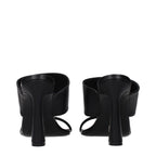 Black Leather Stiletto Heel Sandals