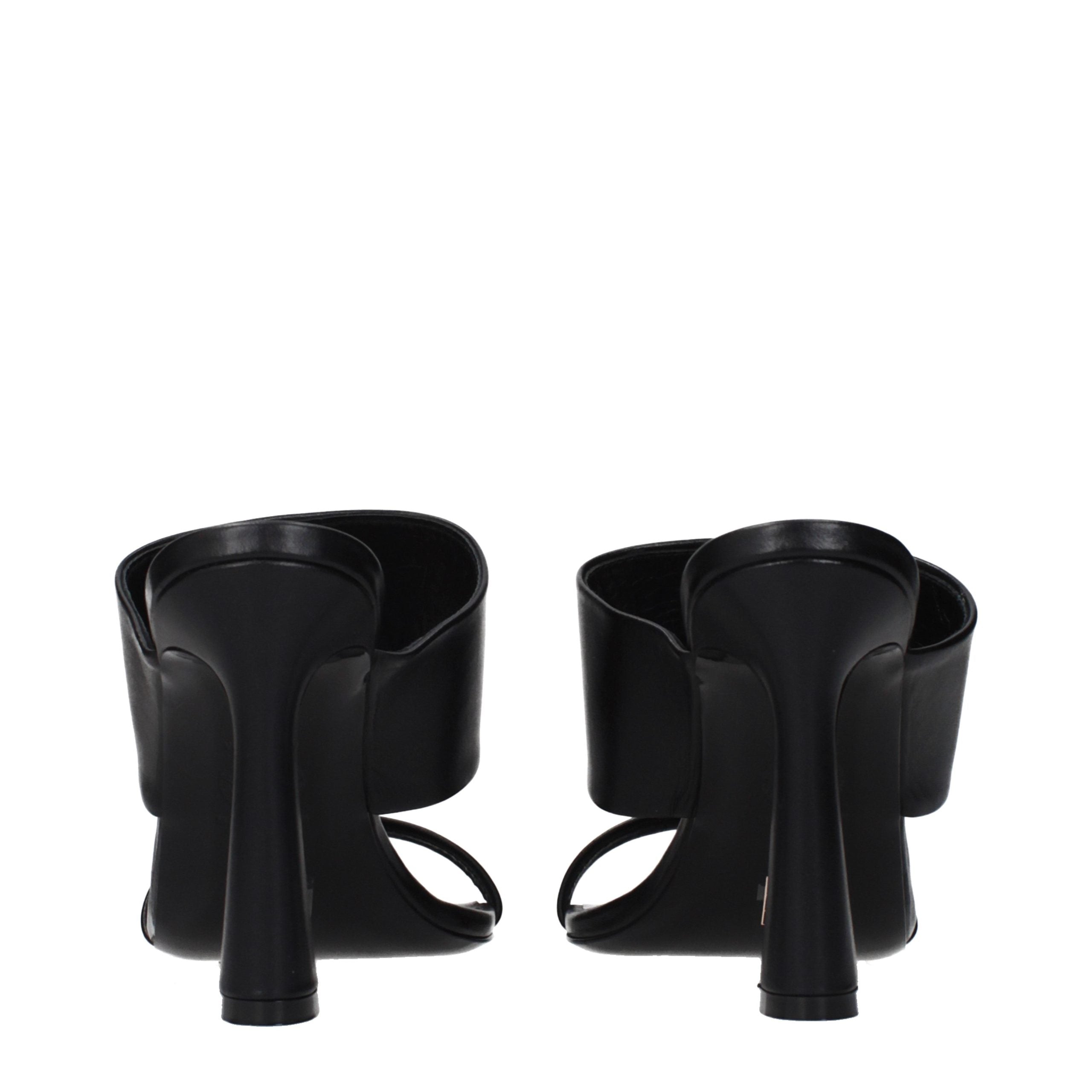 Black Leather Stiletto Heel Sandals