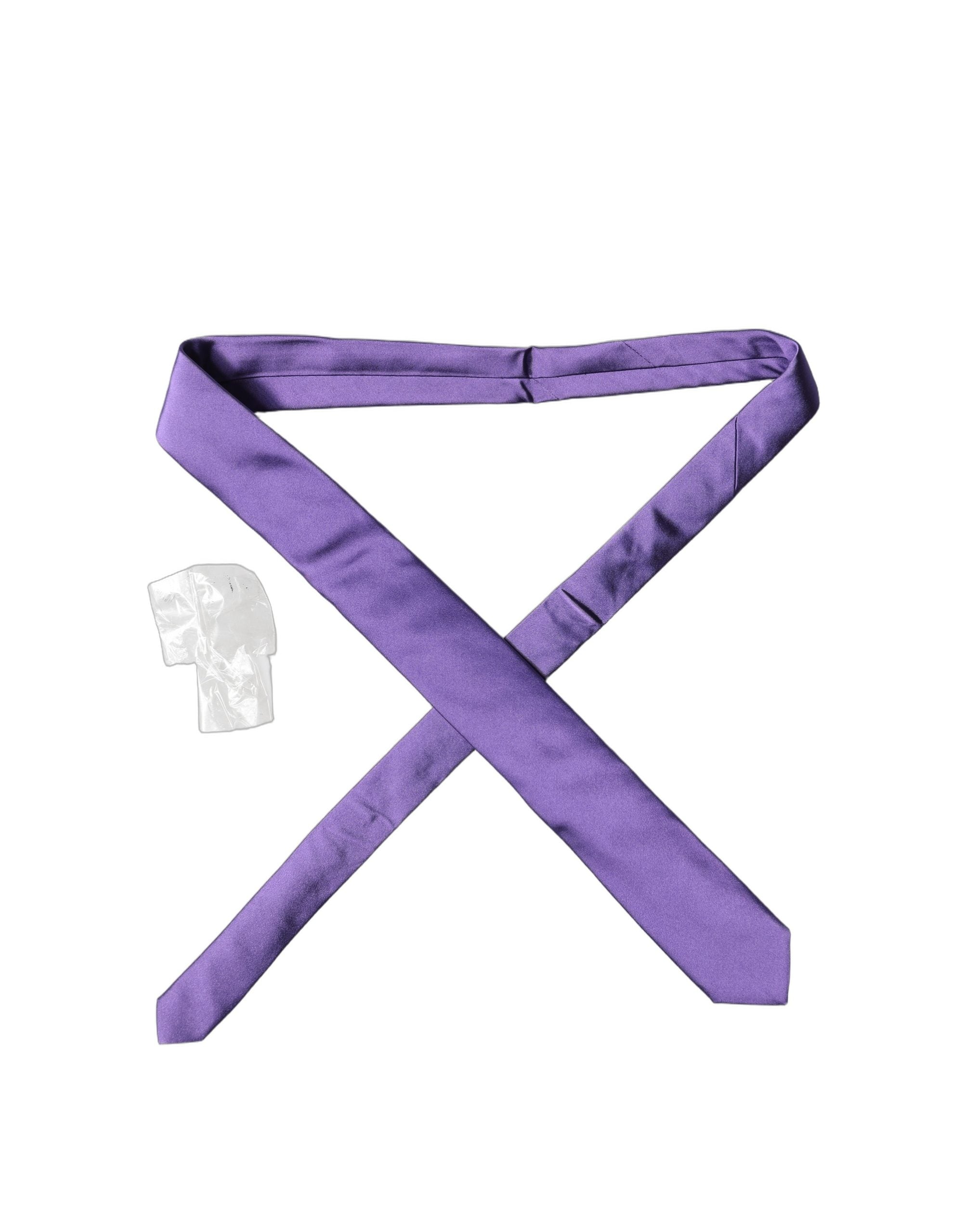 Purple Satin 100% Silk Adjustable Men Tied Necktie Tie