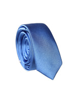 Blue Satin 100% Silk Adjustable Men Tied Necktie Tie