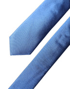 Blue Satin 100% Silk Adjustable Men Tied Necktie Tie