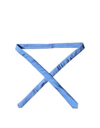 Blue Satin 100% Silk Adjustable Men Tied Necktie Tie
