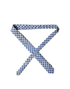 Blue White Geometric Silk Adjustable Men Tied Necktie Tie