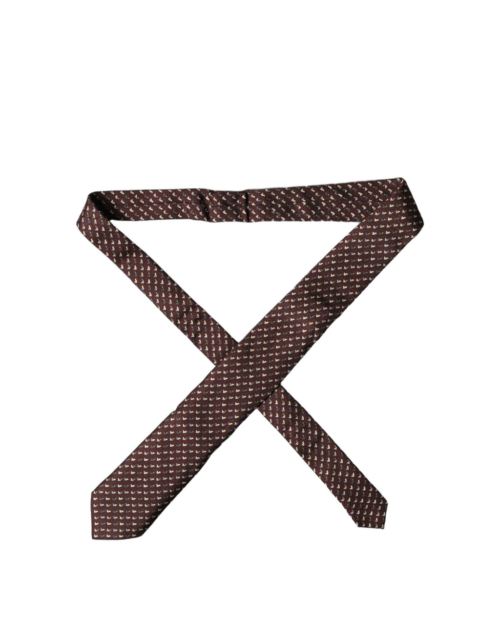 Burgundy Geometric Silk Adjustable Men Tied Necktie Tie