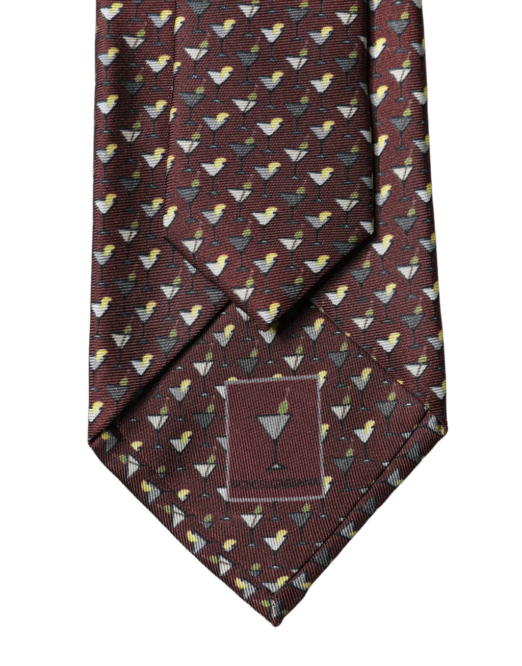 Burgundy Geometric Silk Adjustable Men Tied Necktie Tie