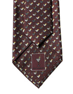 Burgundy Geometric Silk Adjustable Men Tied Necktie Tie