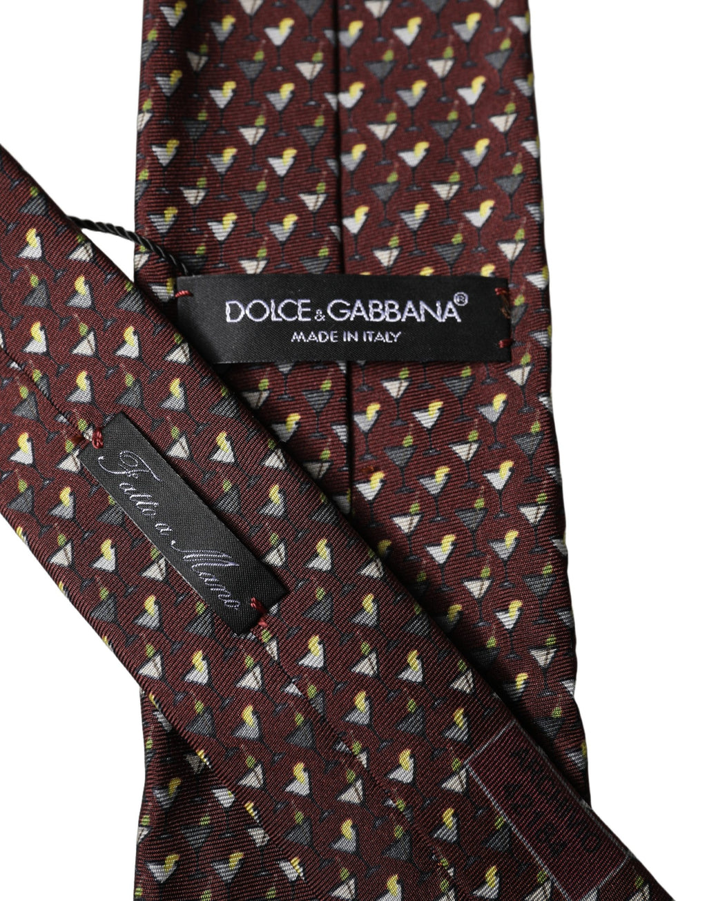 Burgundy Geometric Silk Adjustable Men Tied Necktie Tie