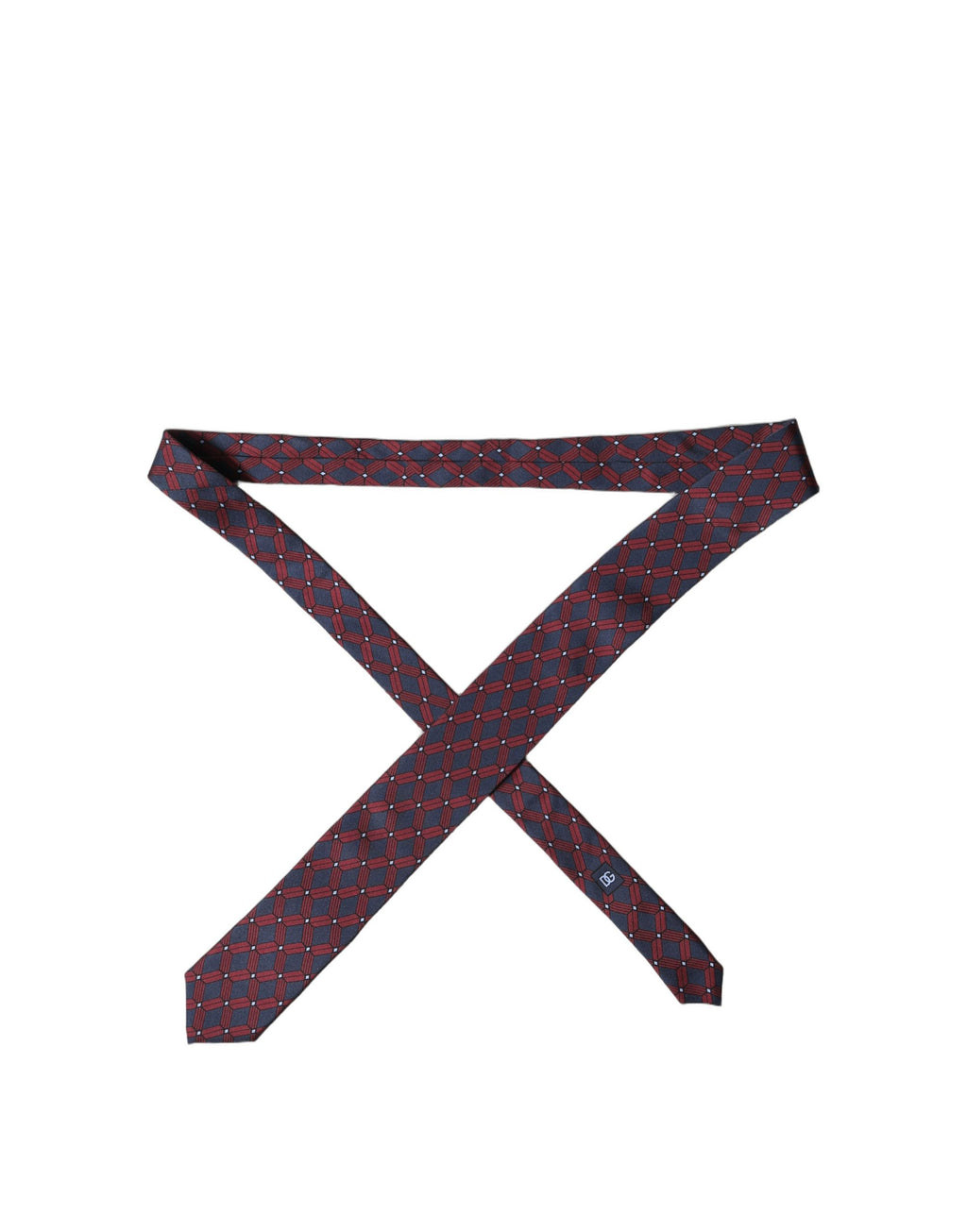 Blue Red Patterned 100% Silk Adjustable Men Necktie Tie