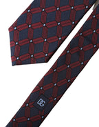 Blue Red Patterned 100% Silk Adjustable Men Necktie Tie