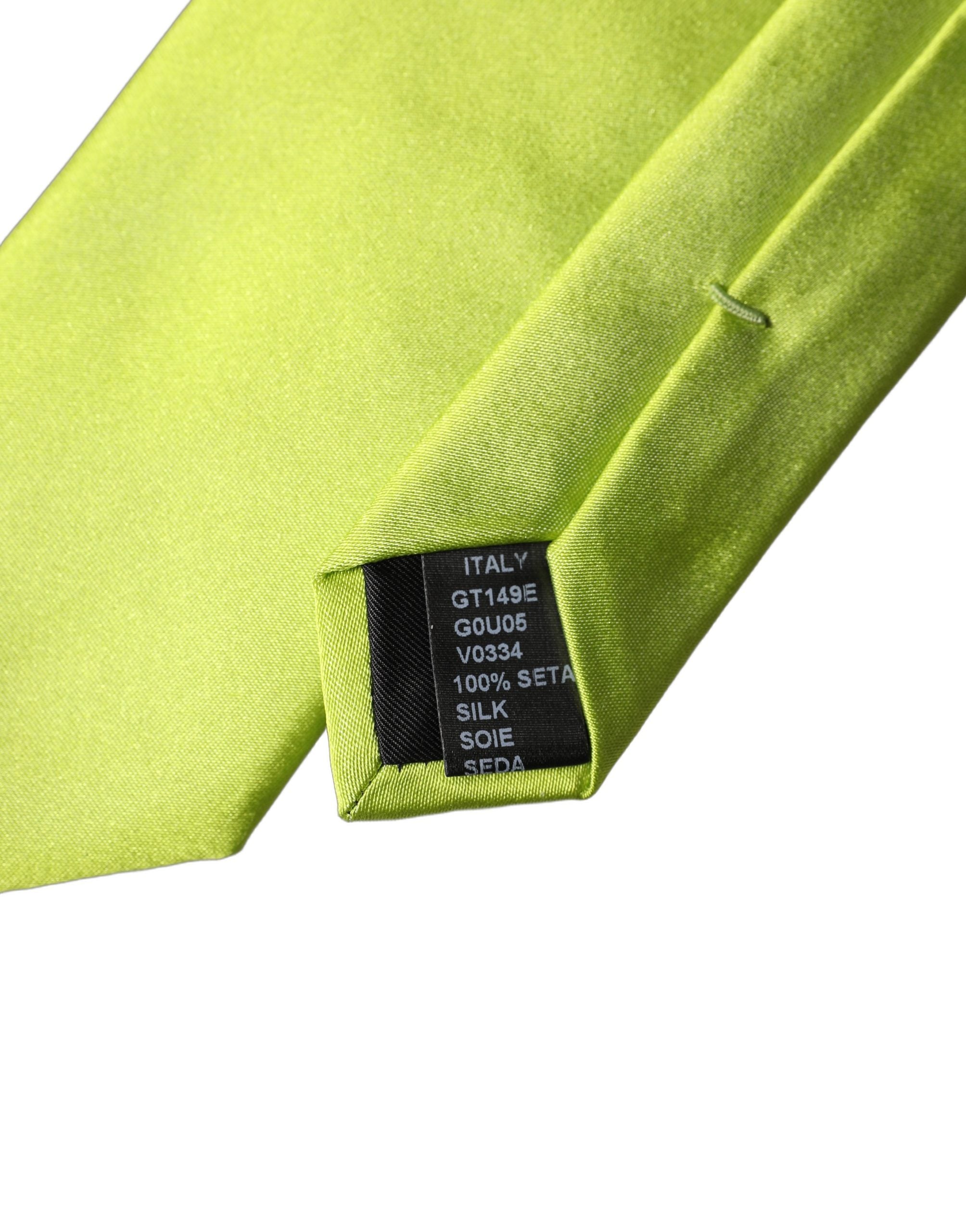 Neon Green Silk Satin Wide Adjustable Men Necktie Tie