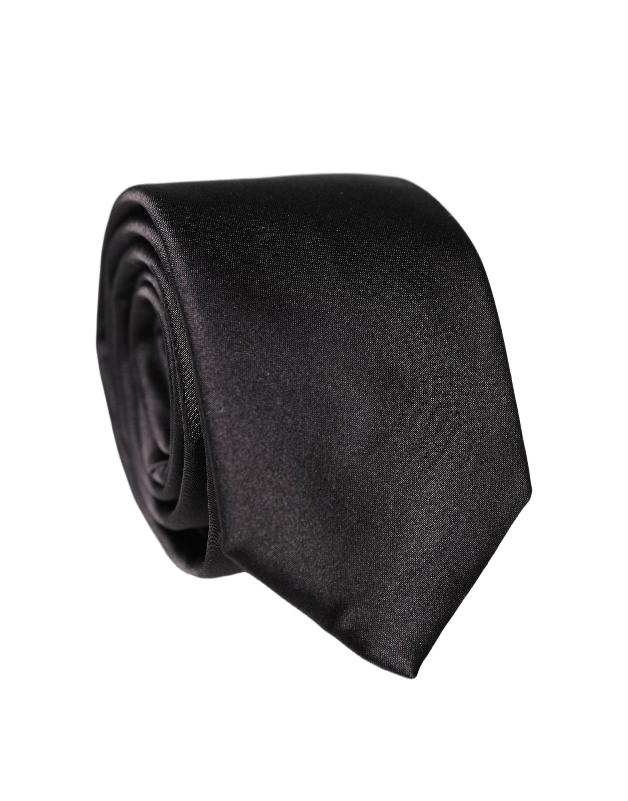 Black Solid Silk Satin Wide Adjustable Men Necktie Tie
