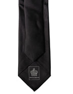 Black Solid Silk Satin Wide Adjustable Men Necktie Tie