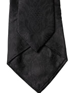 Black Paisley Woven Silk Adjustable Women Necktie Tie