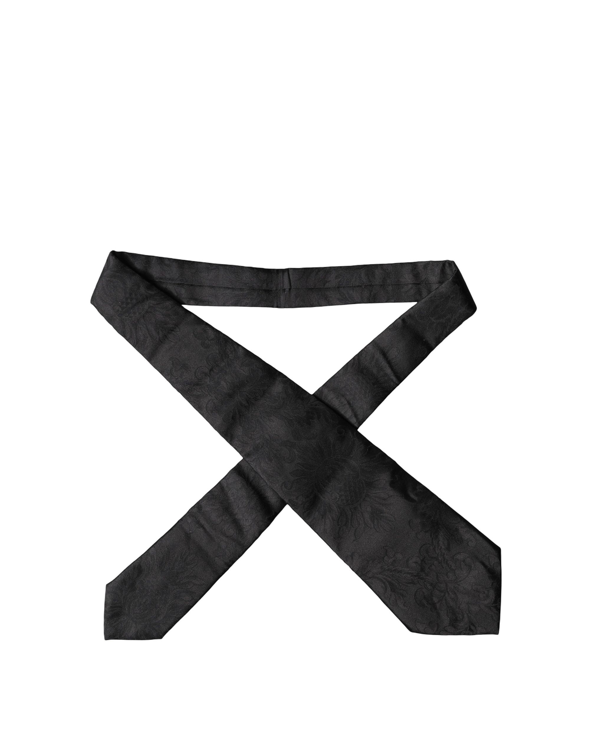 Black Paisley Woven Silk Adjustable Women Necktie Tie