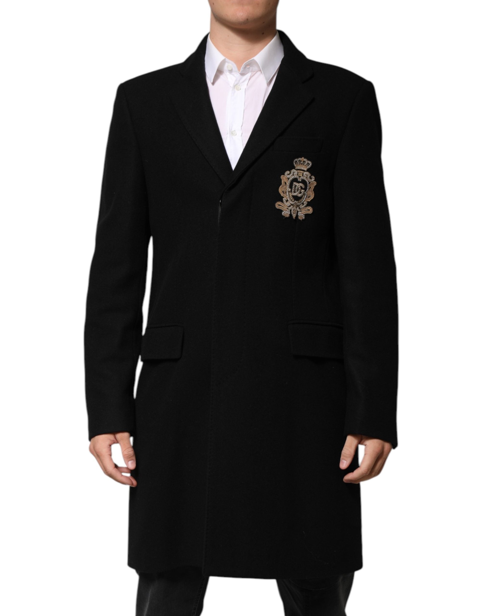 Black Heraldic Patch Single Breasted Jacket