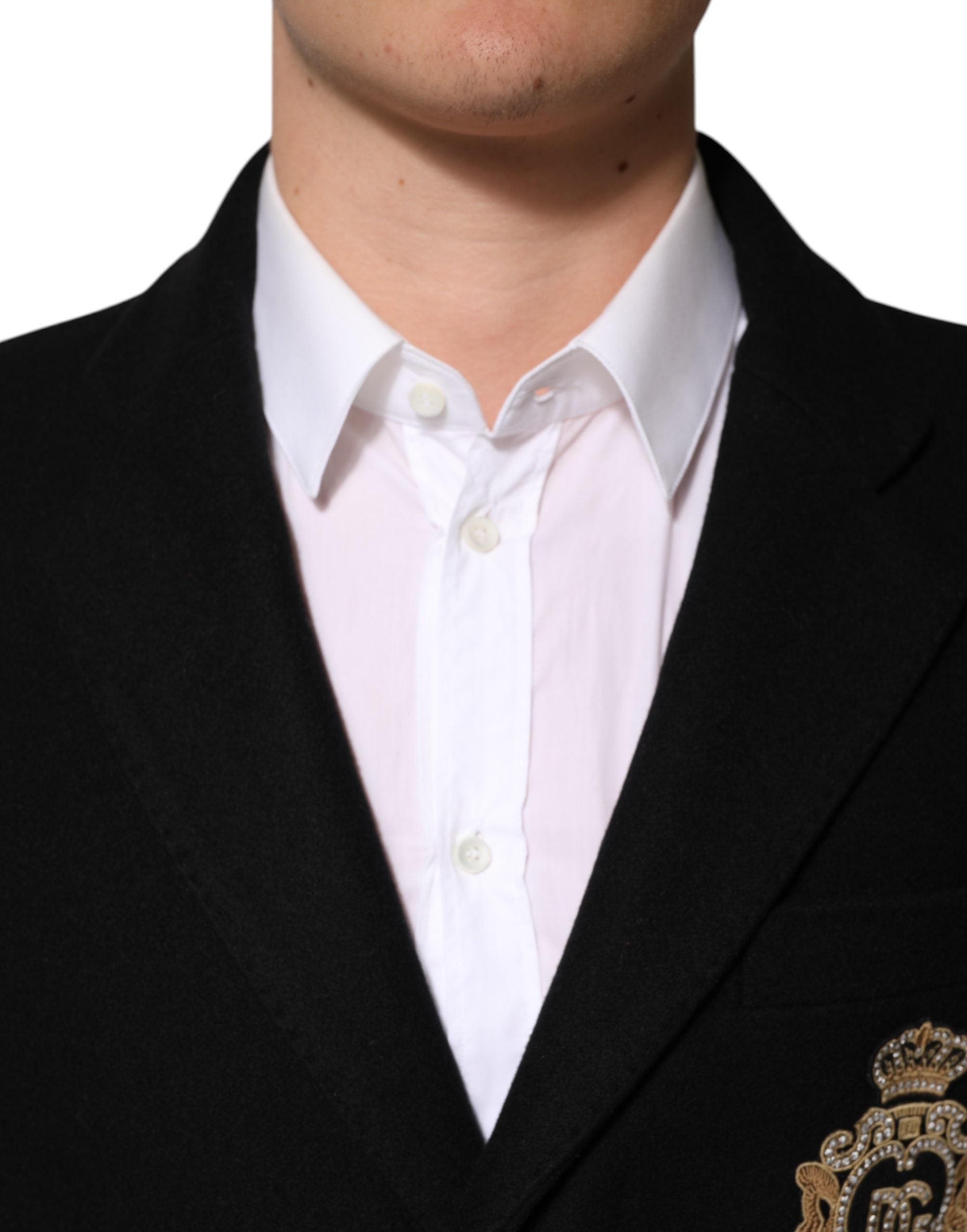 Black Heraldic Patch Single Breasted Jacket