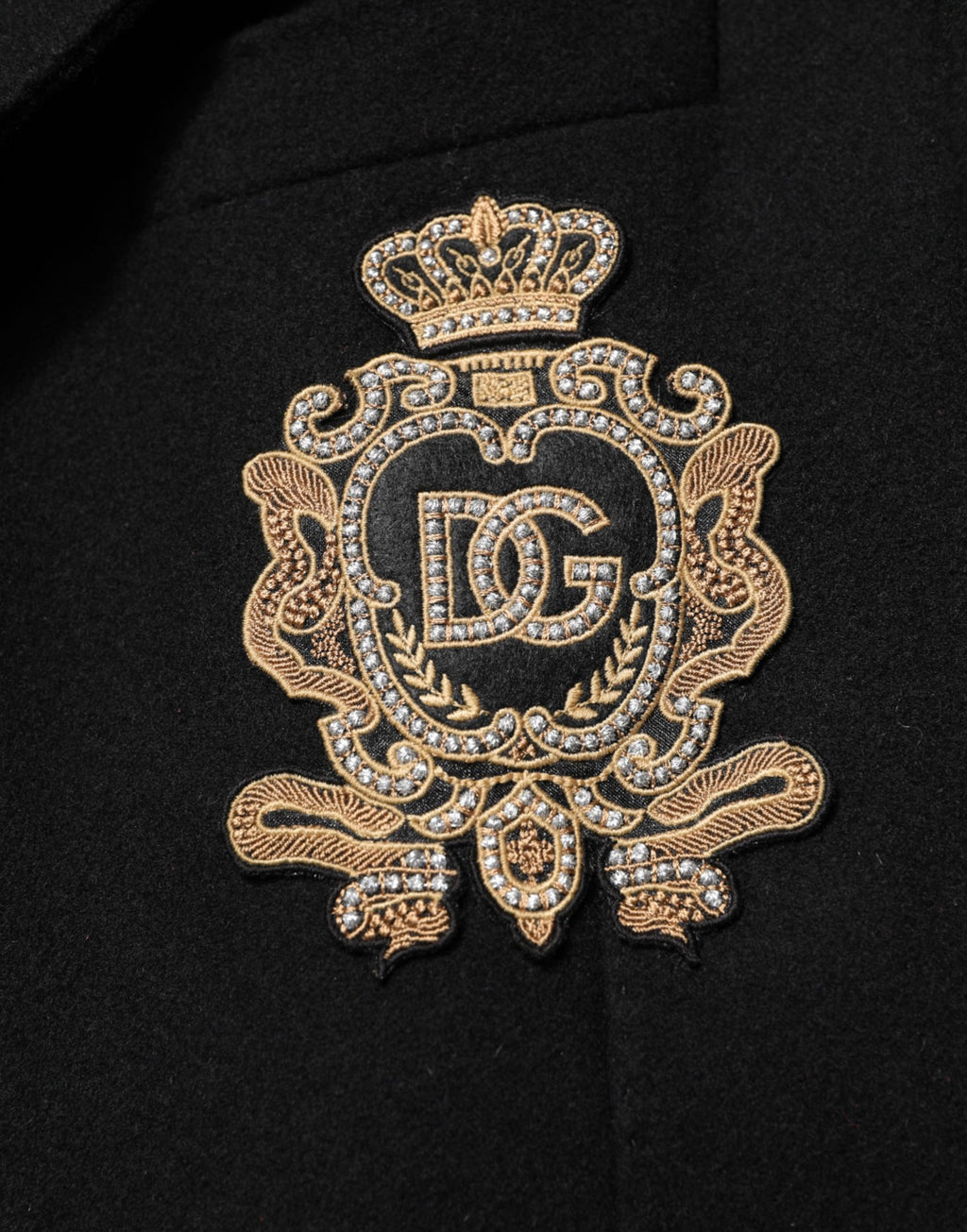 Black Heraldic Patch Single Breasted Jacket