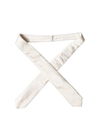 Off White Satin Silk Adjustable Women Tied Necktie Tie